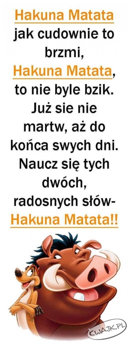 Hakuna Matata - zachowaj spokój