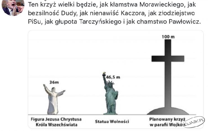 "Krzyż wielki jak kłamstwa Morawieckiego"