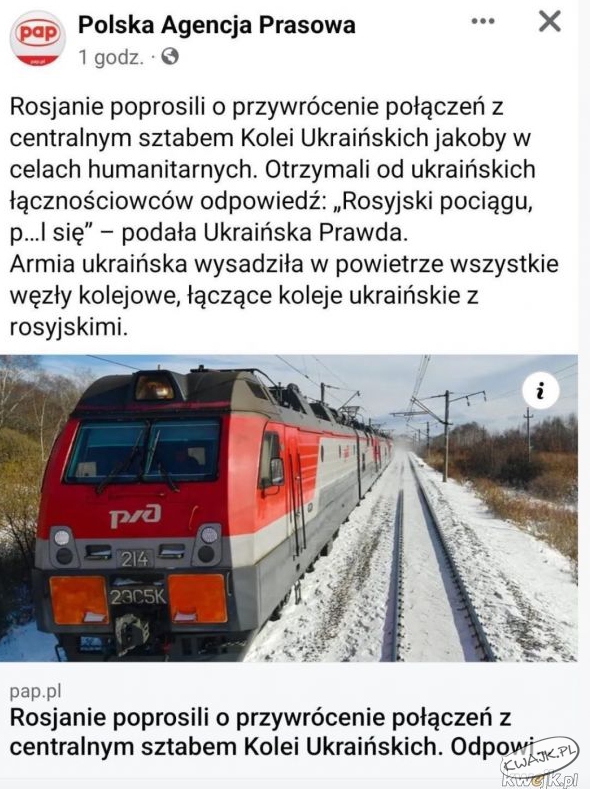 Rosjanie poprosili o przywrócenie połączeń kolejowych z... Ukrainą