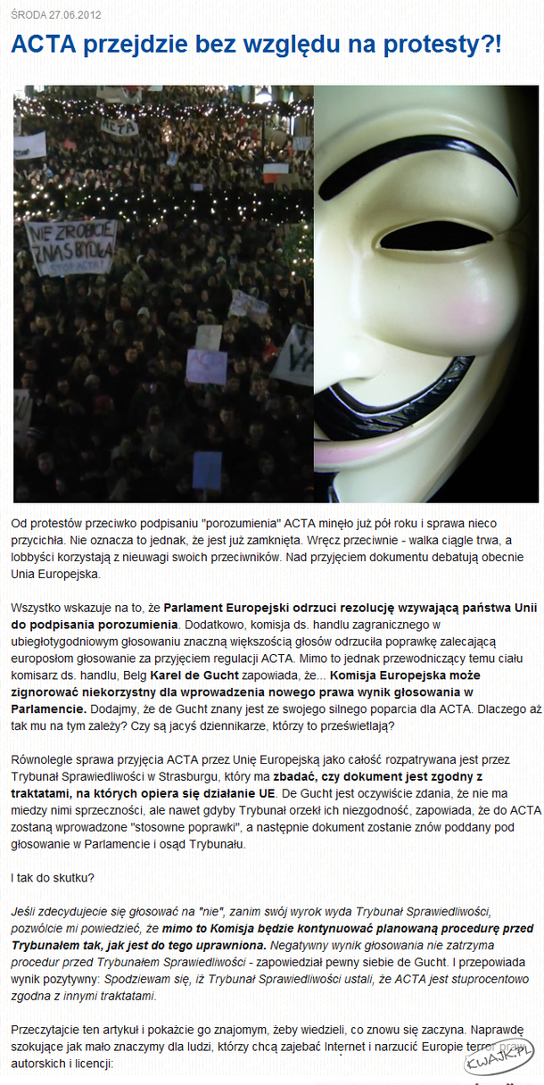 ACTA powraca!